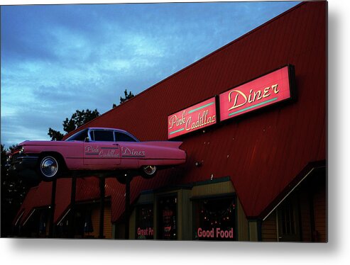 Diner Metal Print featuring the photograph The Pink Cadillac Diner by Mary Capriole