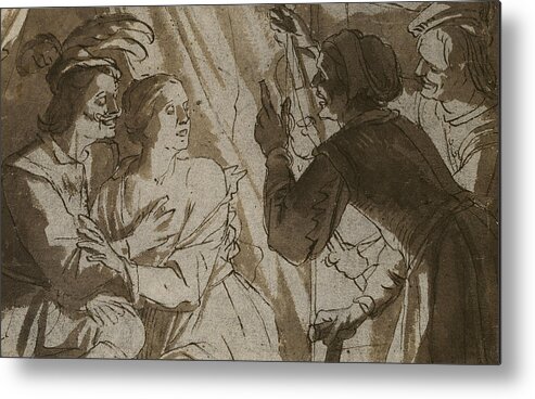 Prodigal Metal Print featuring the drawing The Prodigal Son by Gerrit van Honthorst