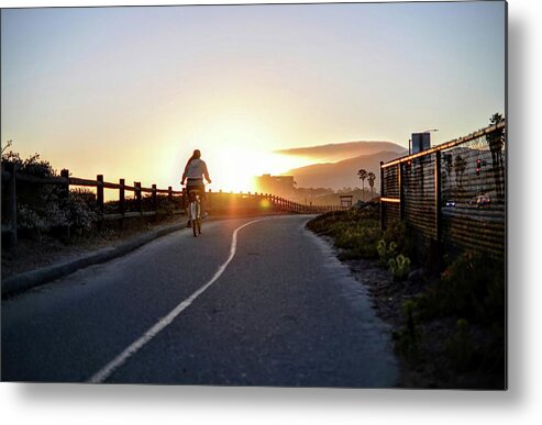 Bike Bicycle Ride Path Sunset Ventura Metal Print featuring the photograph The Ride by Wendell Ward