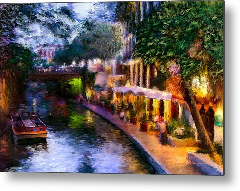River Walk Metal Print featuring the painting The River Walk by Lisa Spencer