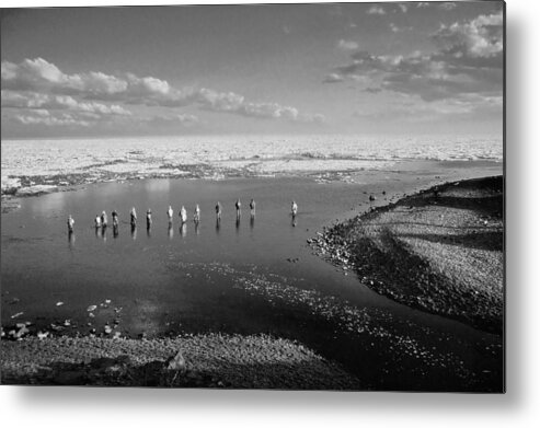 Fishermen Metal Print featuring the photograph The Salmon Fishermen  B and W Image   Lake Superior    Minnesota by Rory Cubel