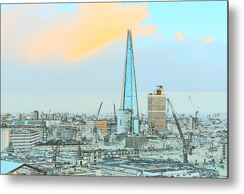 Great Britain Metal Print featuring the photograph The Shard outline poster by Gary Eason