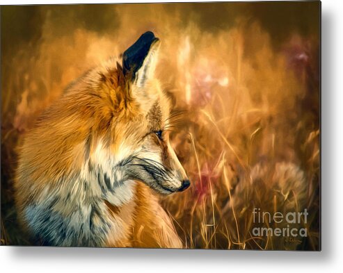Fox Metal Print featuring the painting The Sly Fox by Tina LeCour