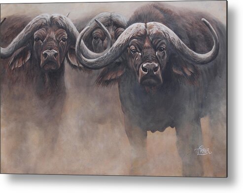 African Buffalo Metal Print featuring the painting The Stand by Tammy Taylor