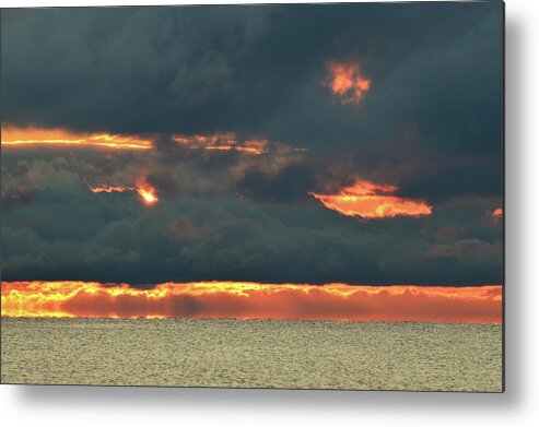 Abstract Metal Print featuring the photograph The Sun Hiding In A Cloud by Lyle Crump