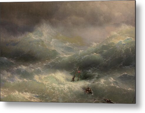 Marine Metal Print featuring the painting The Wave by Ivan Aivazovsky