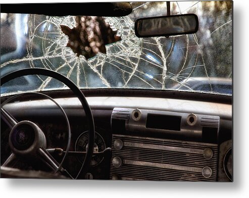 Junk Car Metal Print featuring the photograph The Windshield by Daniel George