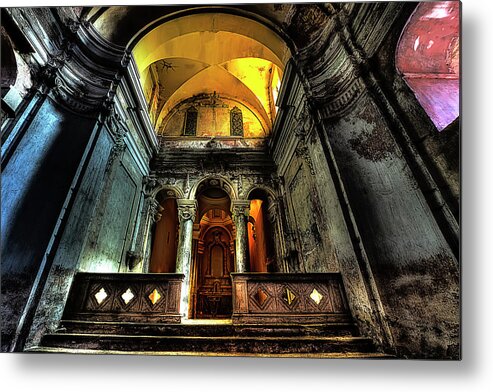 Chiesa Abbandonata Metal Print featuring the photograph THE YELLOW LIGHT CHURCH 1 - La chiesa della luce gialla 1 by Enrico Pelos