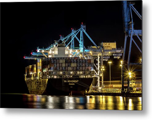 Ym Metal Print featuring the photograph The YM Movement Panama Unloading in the Port of Tacoma by Rob Green
