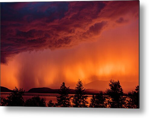 Clouds Metal Print featuring the photograph Thunderstorm at Sunset 2 by Albert Seger