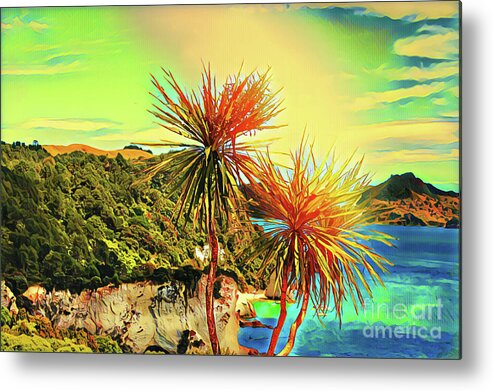 Cabbage Tree Metal Print featuring the painting Ti Kouka painted by HELGE Art Gallery