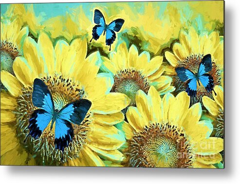 Blue Butterfly Metal Print featuring the painting Time Enough by Tina LeCour
