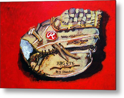 Baseball Metal Print featuring the painting Tim's Glove by Jame Hayes