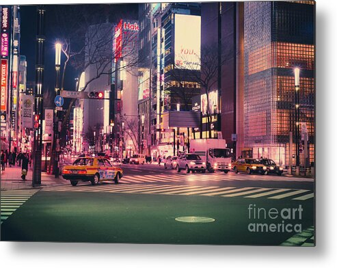 Tokyo Metal Print featuring the photograph Tokyo Street at Night, Japan 2 by Perry Rodriguez