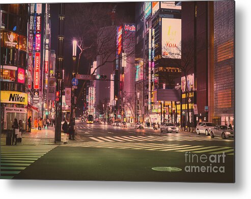 Tokyo Metal Print featuring the photograph Tokyo Street at Night, Japan by Perry Rodriguez