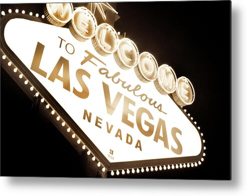 Las Vegas Sign At Night Metal Print featuring the photograph Tonight In Vegas by Az Jackson