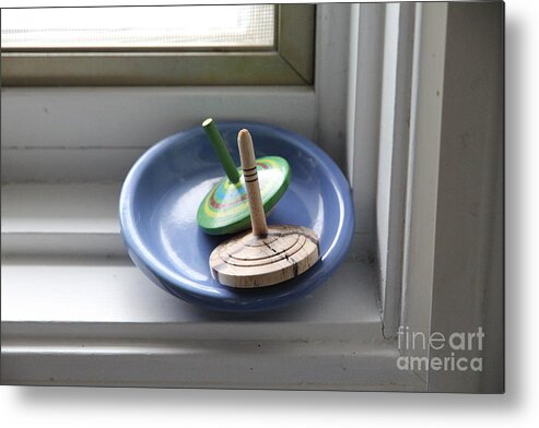  Metal Print featuring the photograph Tops in Blue Bowl on Window Sill by David Frederick