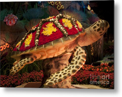 Beautiful Garden Metal Print featuring the photograph Tortoise with Flowers by Ivete Basso Photography