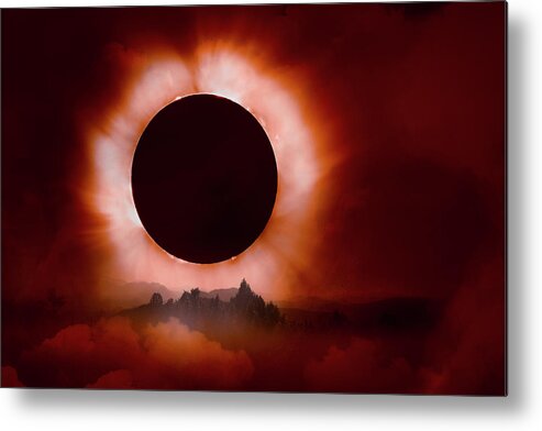 Clouds Metal Print featuring the photograph Total Eclipse of the Sun in the Mountains by Debra and Dave Vanderlaan