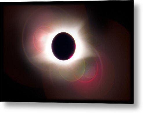 Total Metal Print featuring the photograph Total Eclipse of the Sun T Shirt Art with Solar Flares by Debra and Dave Vanderlaan