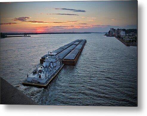 Towboat Metal Print featuring the photograph Towboat and Barges by Buck Buchanan