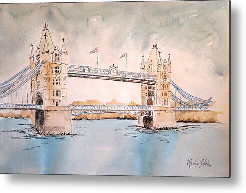 Tower Bridge Metal Print featuring the painting Tower Bridge by Marilyn Zalatan