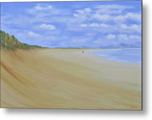 Beach Dunes Donegal Ireland Metal Print featuring the painting Tra Mor by John Farley