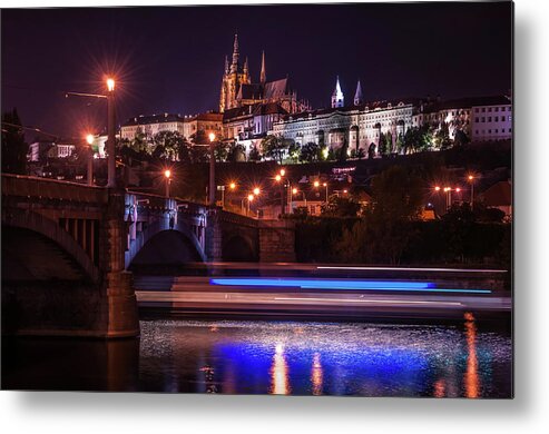 Jenny Rainbow Fine Art Photography Metal Print featuring the photograph Tracing Lines. Night Prague by Jenny Rainbow