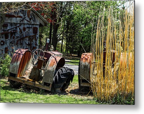 Rural Metal Print featuring the photograph Tractors by the Driveshed by Brent Buchner