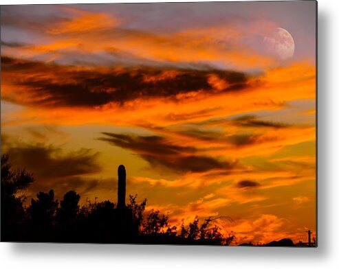 Moon.sunset Metal Print featuring the photograph Transition by Mark Myhaver
