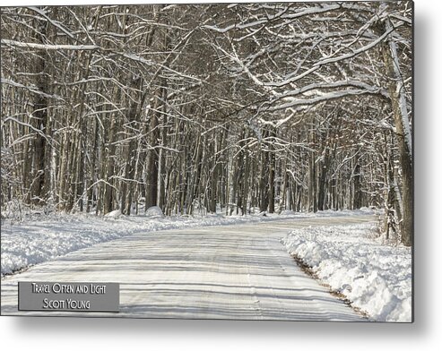 Winter Road Metal Print featuring the photograph Travel Often and Light by Thomas Young