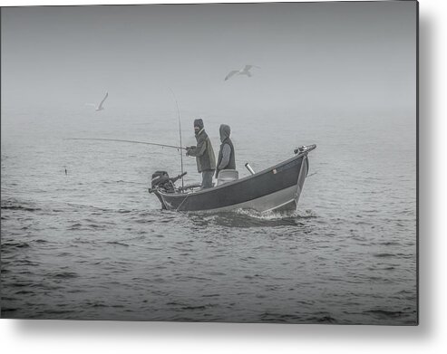 Salmon Metal Print featuring the photograph Trolling for Salmon in the Fog by Randall Nyhof