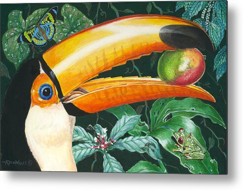 Rain Forest Metal Print featuring the painting Tropical Rain Forest Toucan by Richard De Wolfe