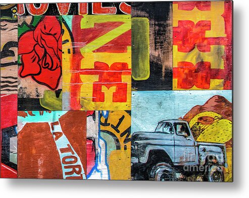 Mural Metal Print featuring the mixed media Truck and Roses by Terry Rowe