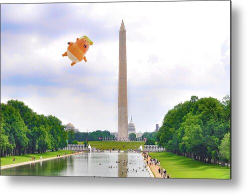 America Metal Print featuring the photograph Trump Baby Blimp over Washington - America is Already Great by Bill Cannon