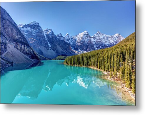 Moraine Lake Metal Print featuring the photograph Turquoise splendor Moraine Lake by Pierre Leclerc Photography