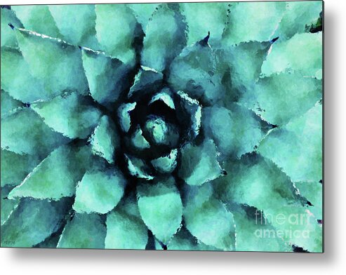 Succulent Metal Print featuring the digital art Turquoise Succulent Plant by Phil Perkins