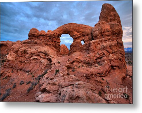 Turret Arch Metal Print featuring the photograph Turret Arch Winter Sunset by Adam Jewell
