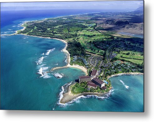 Turtle Bay Aerial Overview Metal Print featuring the photograph Turtle Bay - looking east by Sean Davey