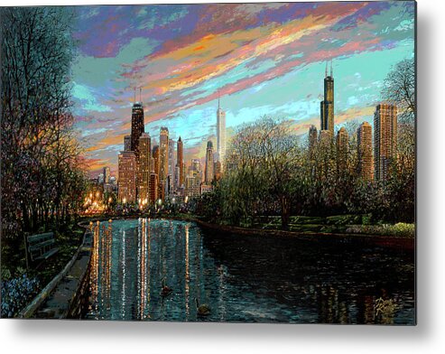 City Metal Print featuring the painting Twilight Serenity II by Doug Kreuger