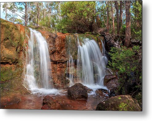 Waterfalls Metal Print featuring the photograph Twin Falls at Ironstone Gully by Robert Caddy