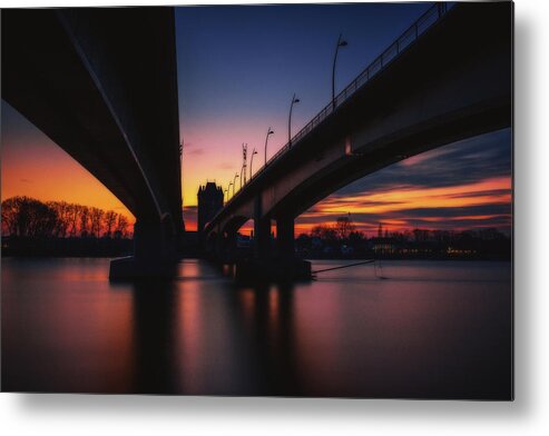 Nibelungenbrücke Metal Print featuring the photograph Two Bridges by Marc Braner