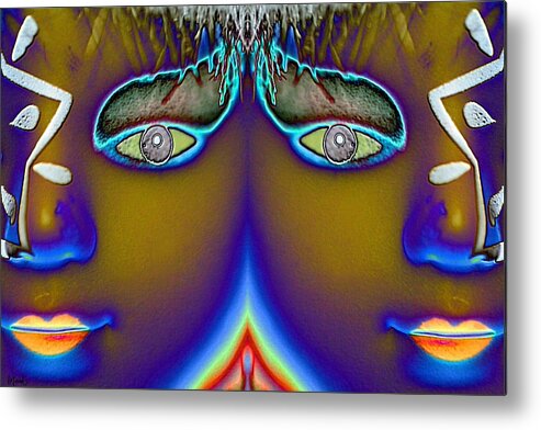 Face Metal Print featuring the digital art Mirrored by Holly Ethan