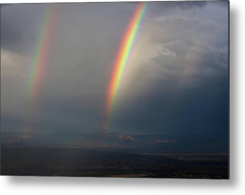 Storm Metal Print featuring the photograph Two Rainbows by Ron Chilston
