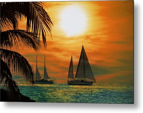 Sail Metal Print featuring the photograph Two Ships Passing in the Night by Bill Cannon