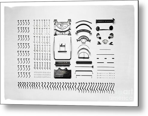 Flat Lay Metal Print featuring the photograph Typewriter Disassembled by Edward Fielding