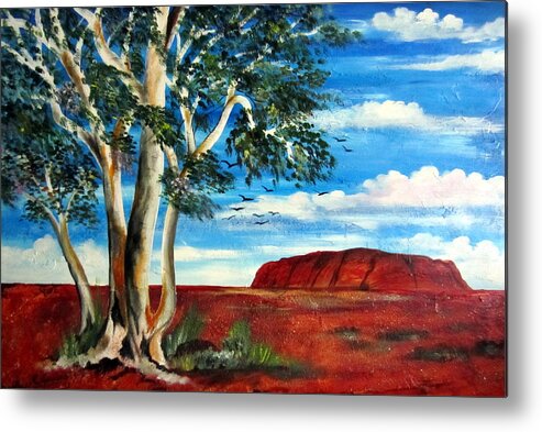 Australia Metal Print featuring the painting Uluru Ayers Rock by Roberto Gagliardi