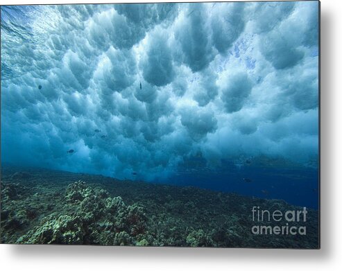 Aqua Metal Print featuring the photograph Under a Wave by Dave Fleetham - Printscapes