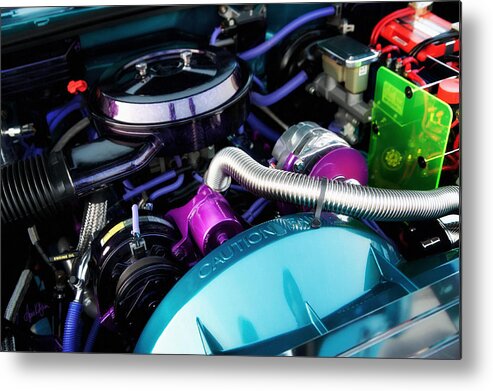 Car Metal Print featuring the photograph Under The Hood of a Classic Car by Custom Kolor by Anne Kitzman