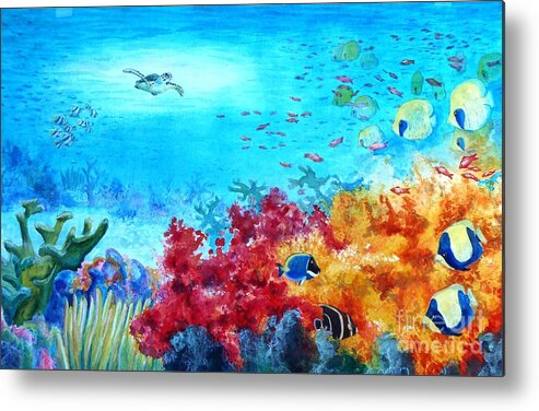 Underwater Metal Print featuring the painting Under the Sea by Petra Burgmann